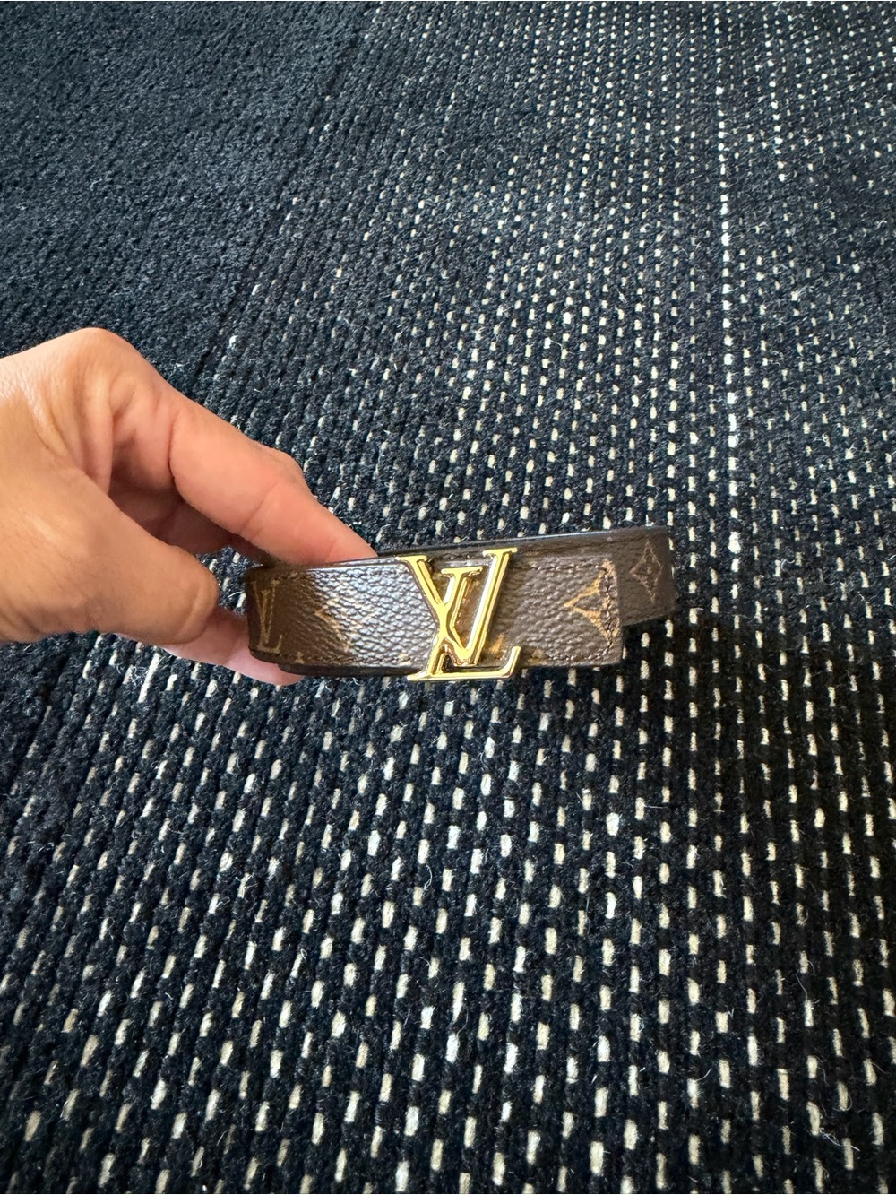 Louis Vuitton Monogram Belt with Gold LV Buckle